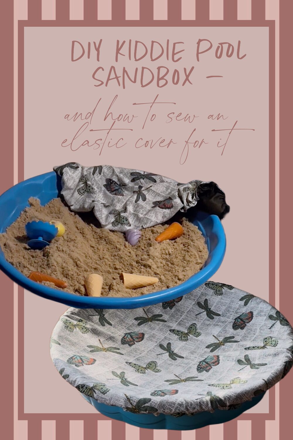 DIY Kiddie Pool Sandbox with Fitted Cover diy kiddie pool sandbow and how to sew an elastic cover for it - spring patio diys